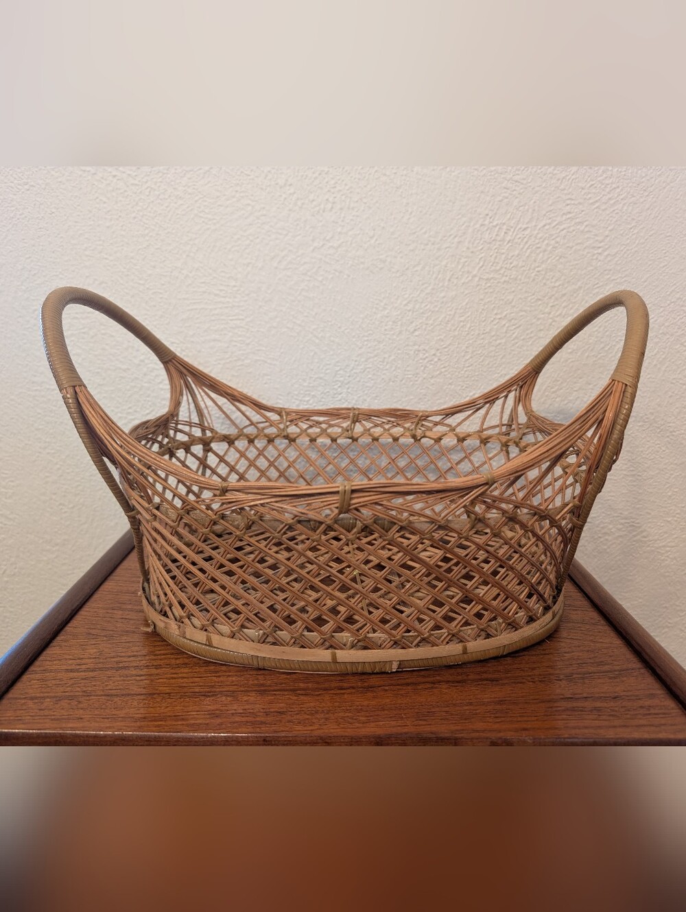 Vintage Woven Rattan Decorative Basket - Made In The Phillipines